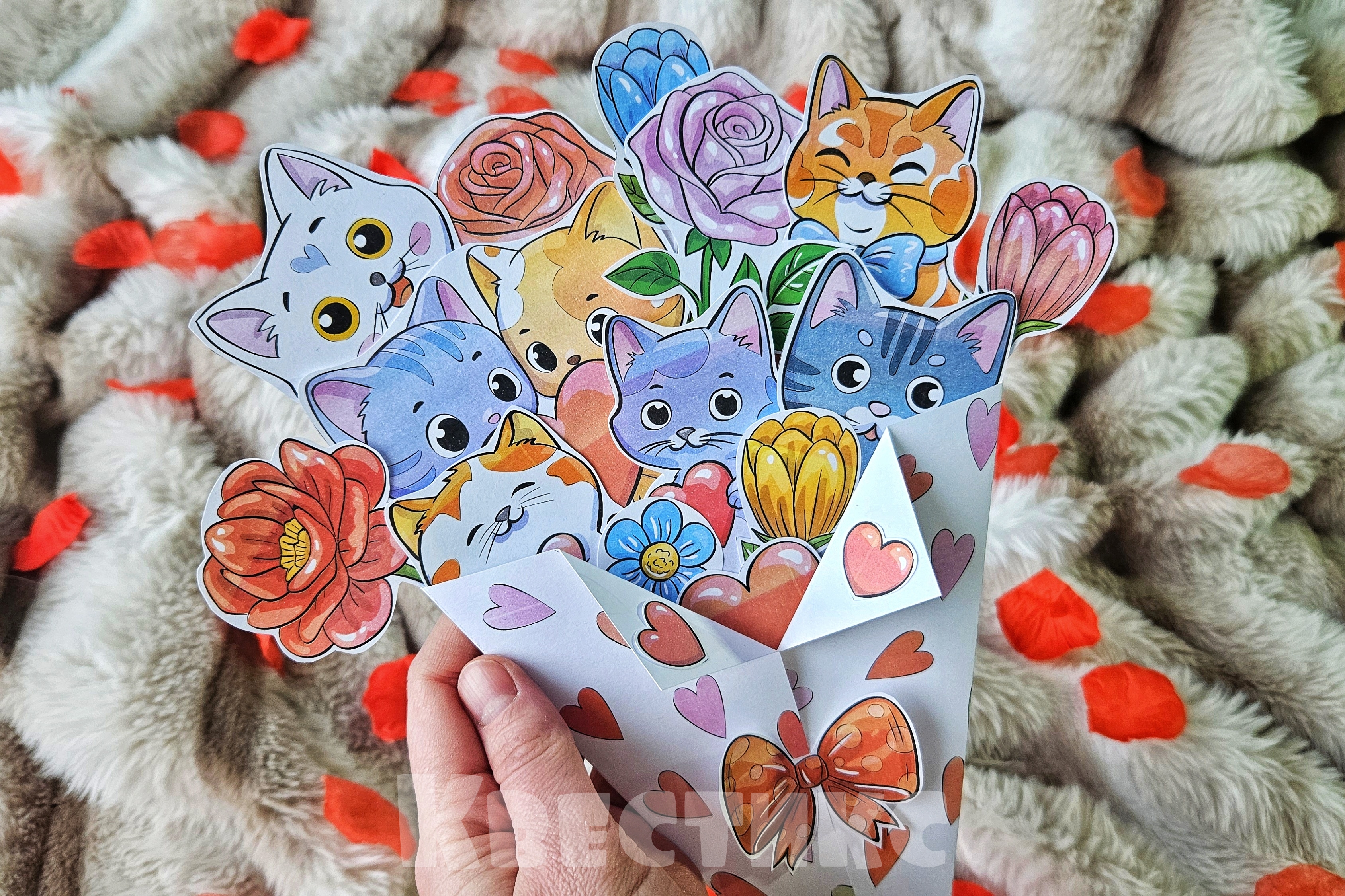 котики из бумаги своими руками шаблон