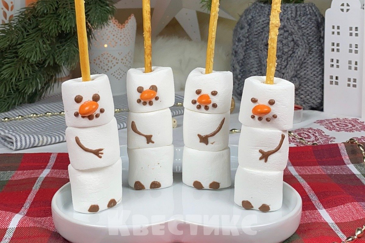 снеговики из маршмэллоу