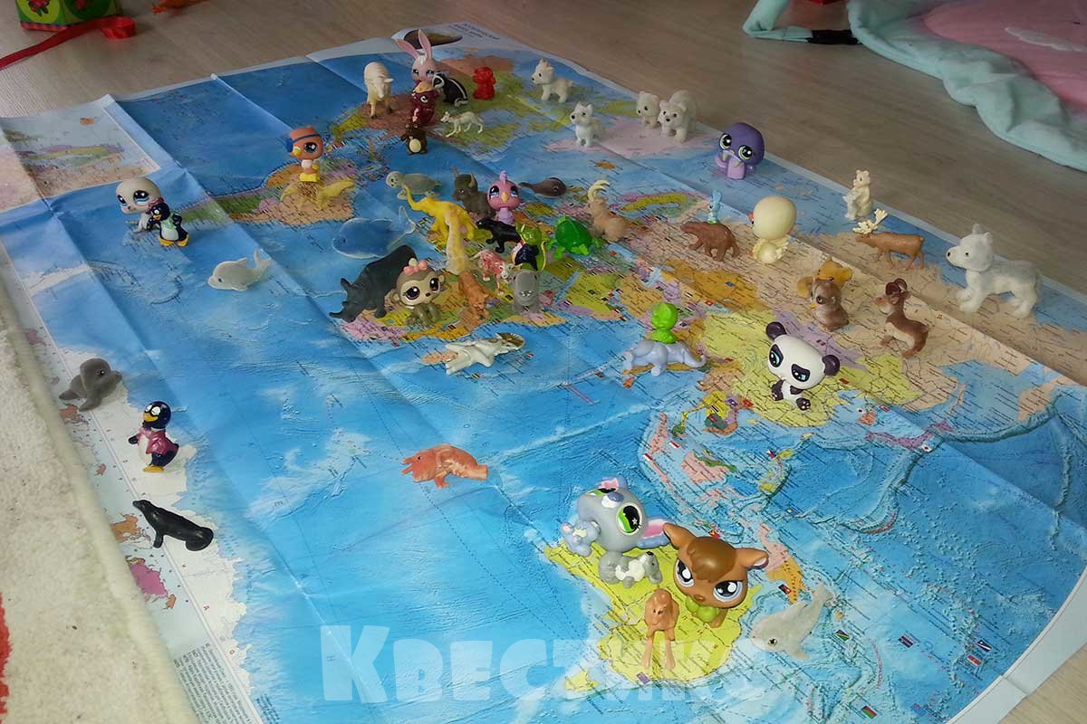 животные на карте мира